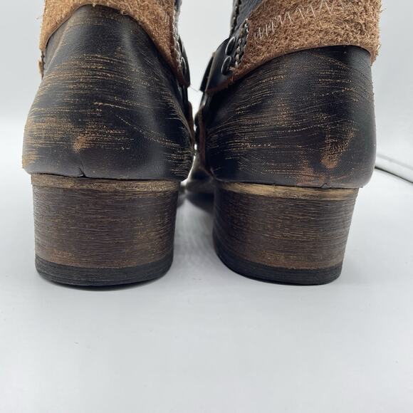 BED STU Roma Harness Ankle Boots Women's 10 Brown Distressed Leather Moto Biker - Picture 7 of 15